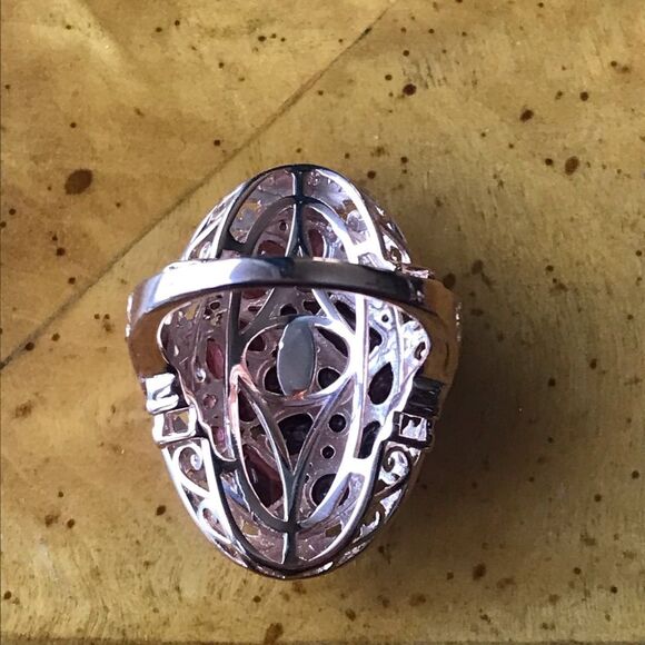 Natural Rhodolite Garnet Sterling Silver Cocktail Ring Size 7 - Picture 7 of 10